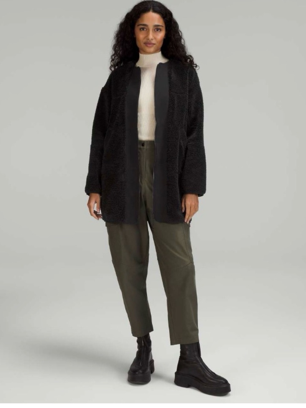 Lululemon Collarless Textured Fleece Sherpa Full Zip size 14
